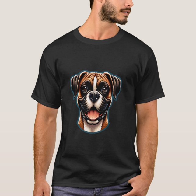 Glad Boxerhund Älskare Söt Valp Ansikte T Shirt (Framsida)