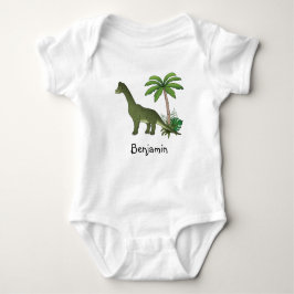 Glad Brachiosaurus Dinosaur Med Anpassat Barnnamn T Shirt
