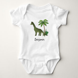 Glad Brachiosaurus Dinosaur Med Anpassat Barnnamn T Shirt