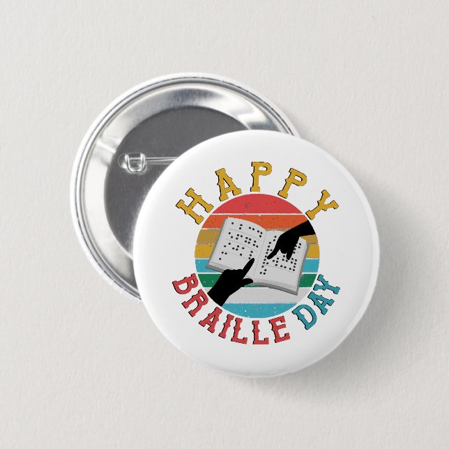 Glad Brailledag Knapp (Framsida & baksida)