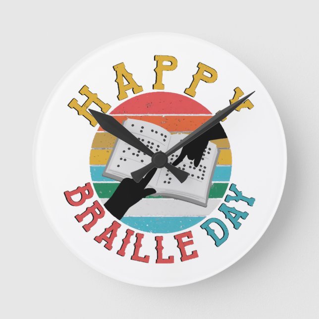 Glad Brailledag Rund Klocka (Framsida)