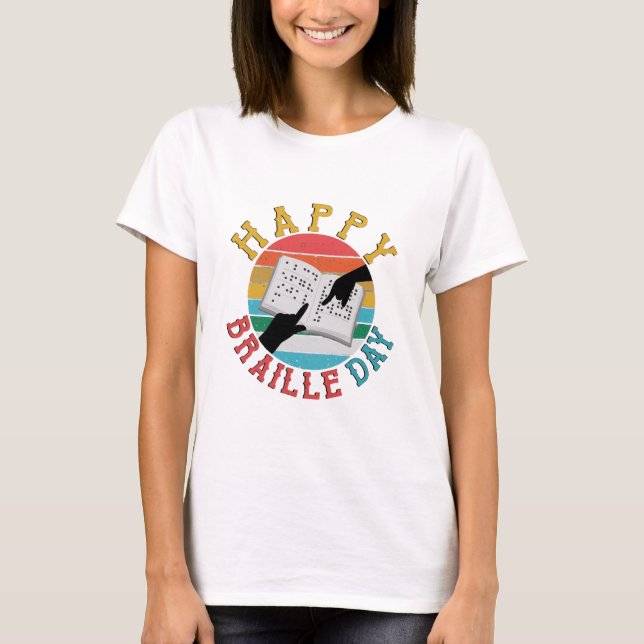 Glad Brailledag T Shirt (Framsida)