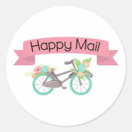 Glad brevläpp - blommande cykel!! runt klistermärke