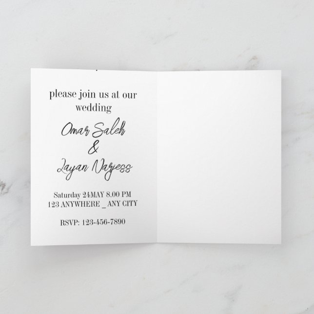 Glad bröllopsinbjudan inbjudan (Inuti)