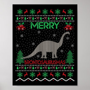 Glad Brontosaurus Julpresent Fågel Brontosaurus Ju Poster