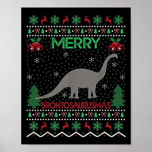 Glad Brontosaurus Julpresent Fågel Brontosaurus Ju Poster (Framsidan)