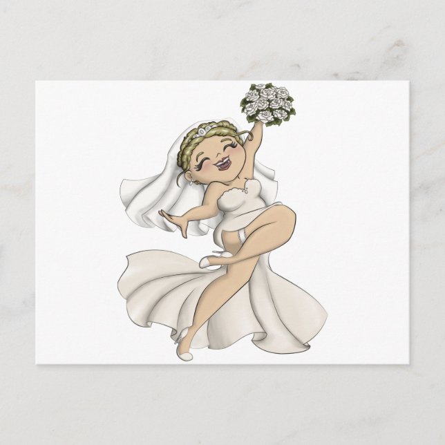 Glad Brud 02 Inbjudan Vykort (Framsida)