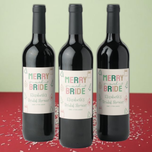 Glad & Brud Jul Bröllopsfest Vinflaska Etikett (Skapare uppladdad)
