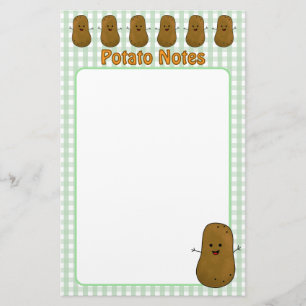 Glad Brun Potatis Grön Gingham Brevpapper