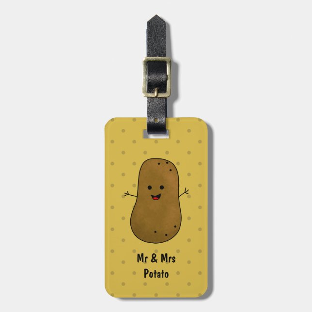 Glad Brun Potatis Personlig Bagagebricka (Vertikal Framsida)
