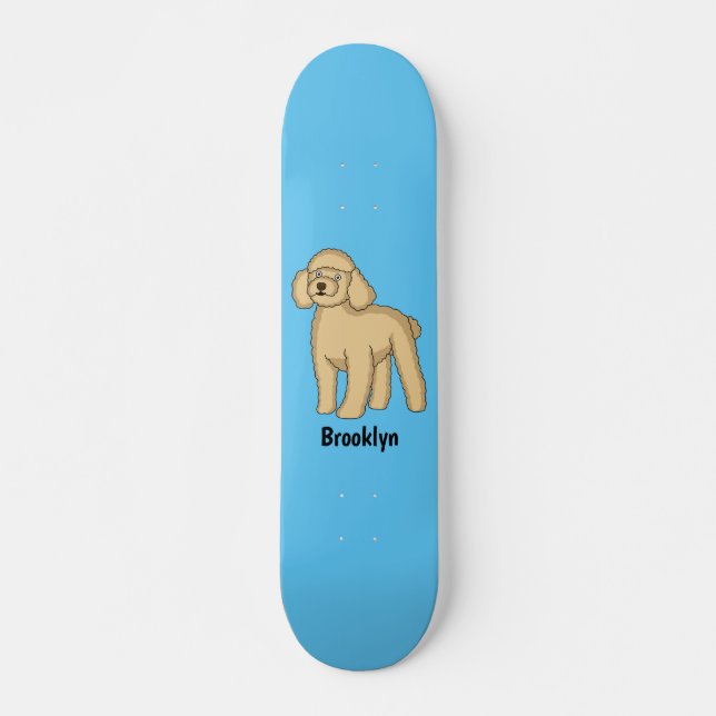 Glad brun pudel serieillustration  mini skateboard bräda 18,5 cm (Framsida)