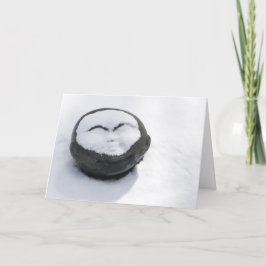 Glad Buddha med snö ansiktsbehandling Nyårskort Helgkort