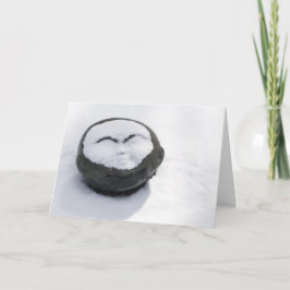 Glad Buddha med snöansikte Nyårskort Helgkort