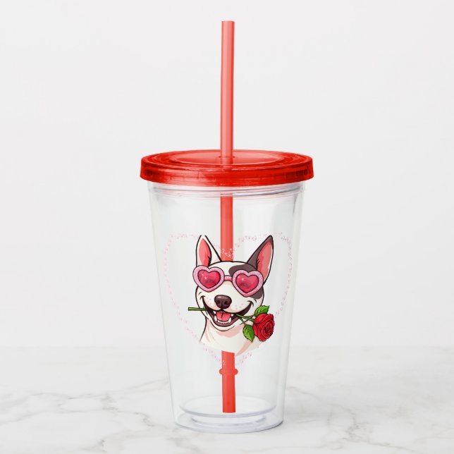 Glad bullterrier take away mugg (Framsida)