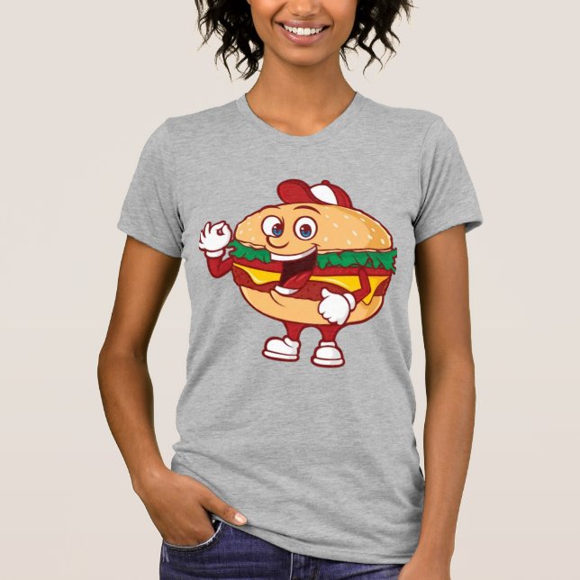 Glad Burger Seriemaskot Illustration T Shirt (Framsida)