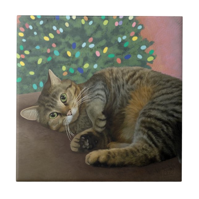 Glad Busstreck - Julkatt   Kakelplatta (Framsidan)
