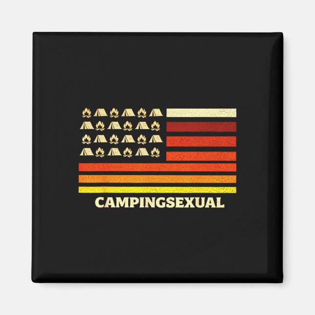 Glad campare campingliv retroflagga tält magnet (Framsidan)