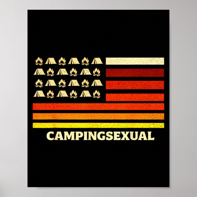 Glad campare campingliv retroflagga tält poster (Framsidan)