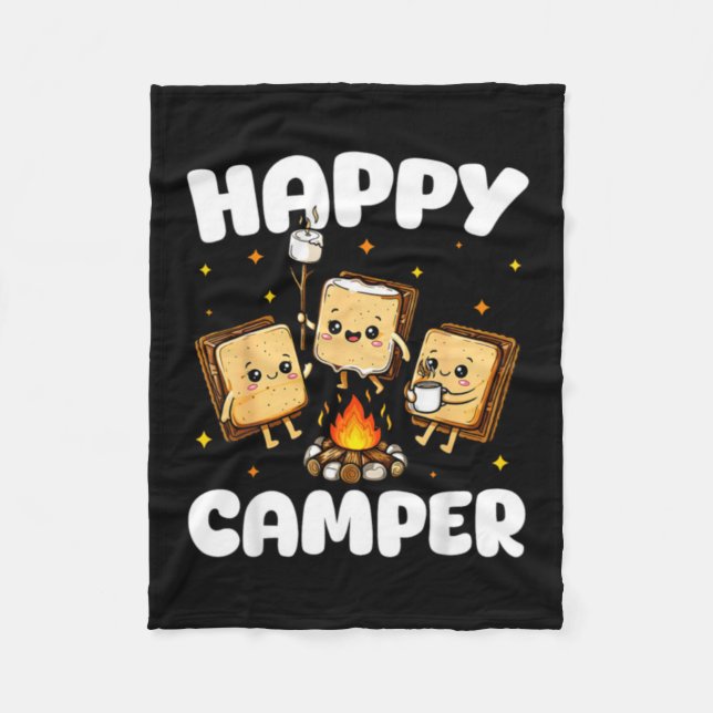 Glad Campare Marshmallow Rolig Camping Män Kvinnor Fleecefilt (Framsidan)