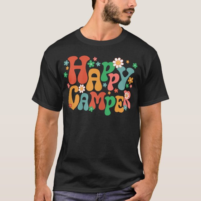 Glad Campare Retro Sommarläger Campingresa T Shirt (Framsida)