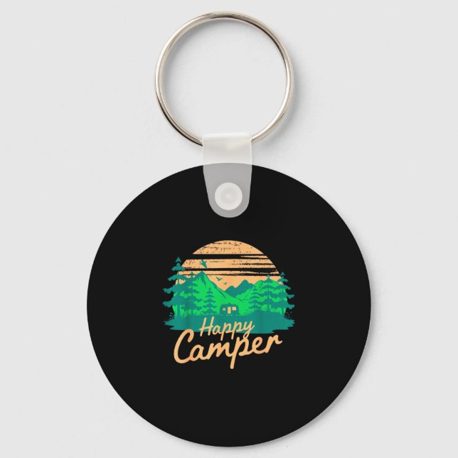 Glad campare retro utomhusäventyr design  nyckelring (Framsida)
