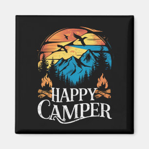Glad Campare Retro Vintage Matchande Campingbesätt Magnet
