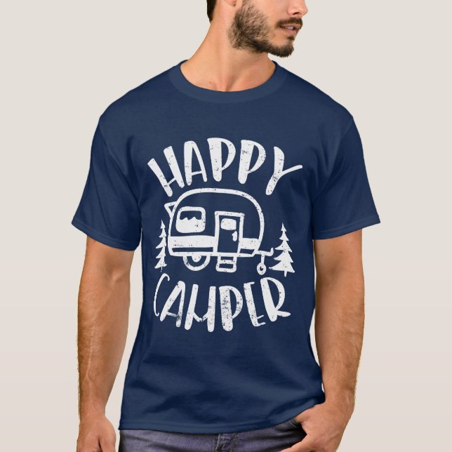 Glad Campare RVrailer Utomhus Camping retro T Shirt (Framsida)