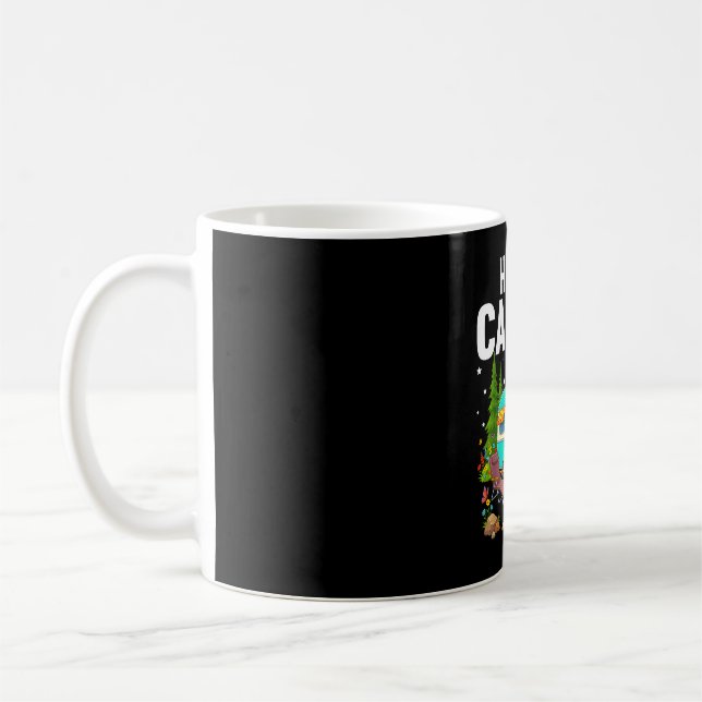 Glad campingtält stjärnor och campingsläp  kaffemugg (Vänster)