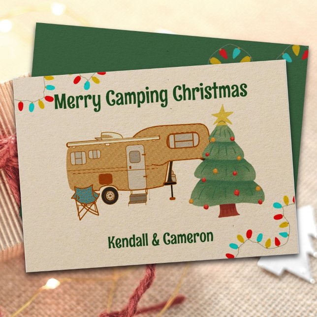 Glad Campingtomte Julkort för husvagn Inbjudningar (Skapare uppladdad)