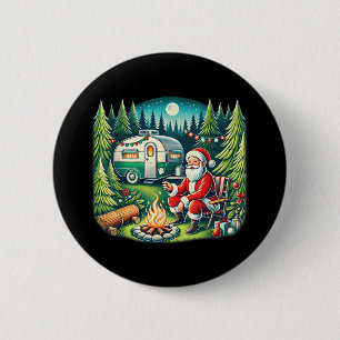 Glad Campmas Jul Camper Camping Älskare Santa Knapp