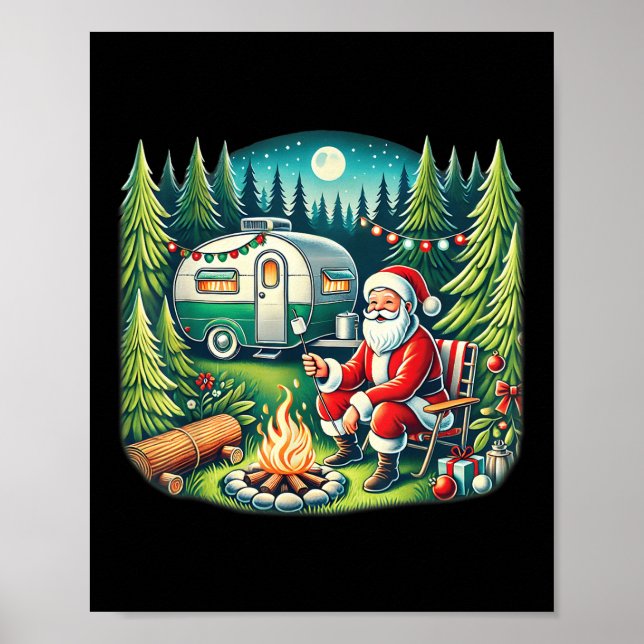 Glad Campmas Jul Camping Entusiast Santa Poster (Framsidan)