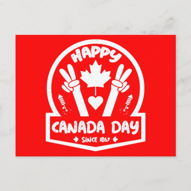 Glad Canada-dagen 1 juli     Vykort (Framsida)