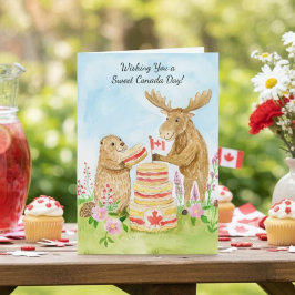 Glad Canada-dagen Bäver och Älg Tårta Kort