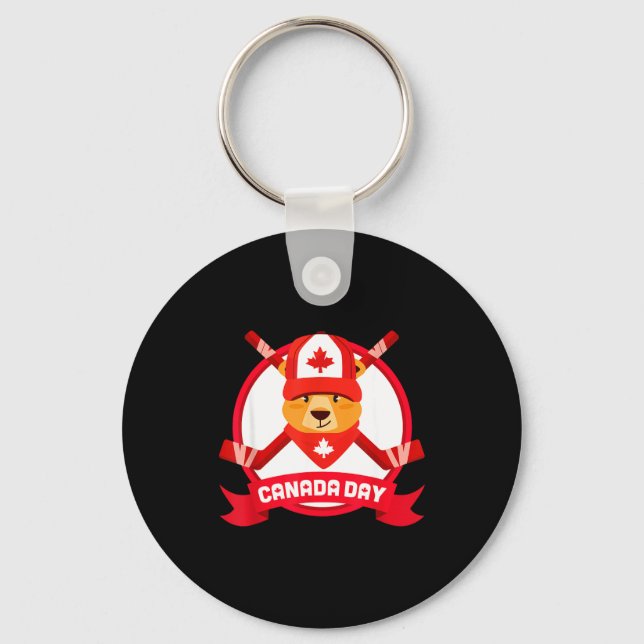 Glad Canada-dagen design rolig kanadensisk jordpun Nyckelring (Framsida)