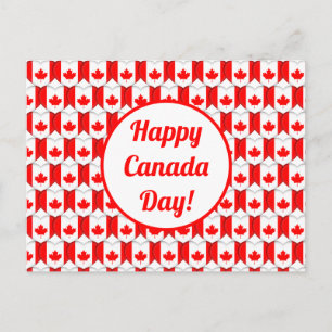 Glad Canada-dagen Hälsning Lönnlöv Hjärtan Söt Vykort