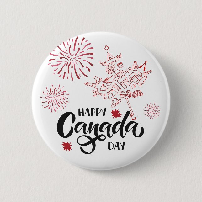 Glad Canada-dagen Pinback-knapp Knapp (Framsida)