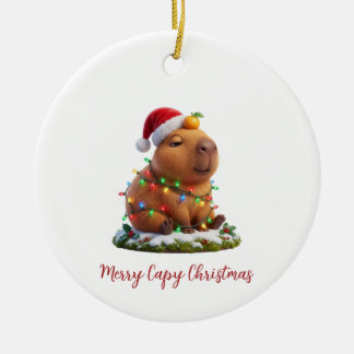 Glad Capy Jul Ogenant Kapybar Julgransprydnad Keramik