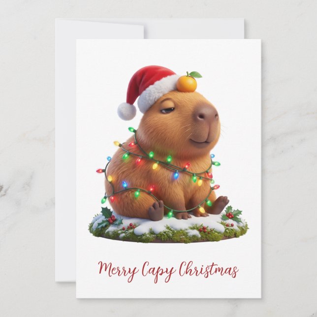 Glad Capy Jul Orostad Capybara Ljus Julkort (Framsida)