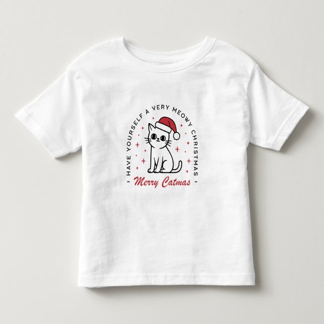 Glad Catmas Jul söta katt önskar T Shirt (Framsida)