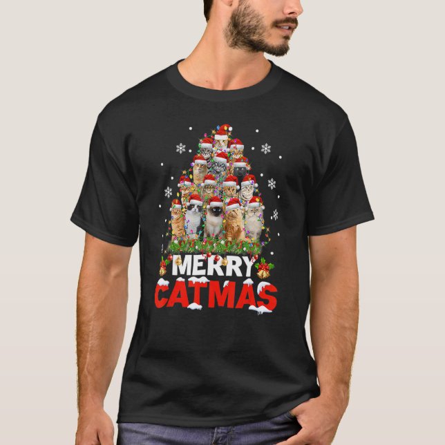 Glad Catmas Katt Jul Pyjamas X Mas Fula Tröja (Framsida)