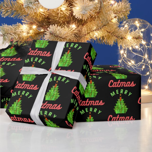 Glad Catmas Roligt Julkatttre Mönster Presentpapper (Helgdagar)