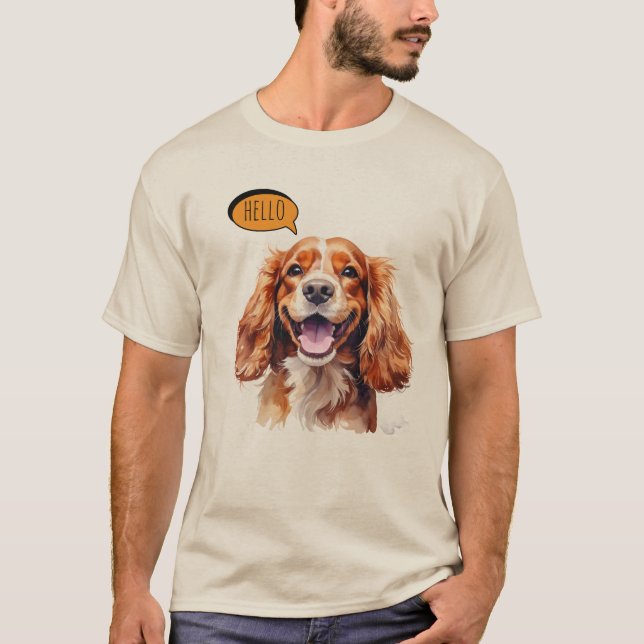Glad Cavalier King Charles Spaniel i akvarell T Shirt (Framsida)