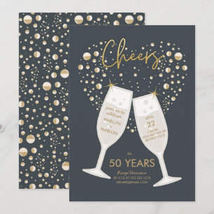 Glad champagne bröllop jubileumsfest inbjudningar