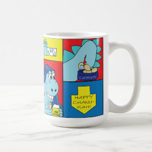 Glad Chanukah/Hanukkah Dinosaur Latke Mugg
