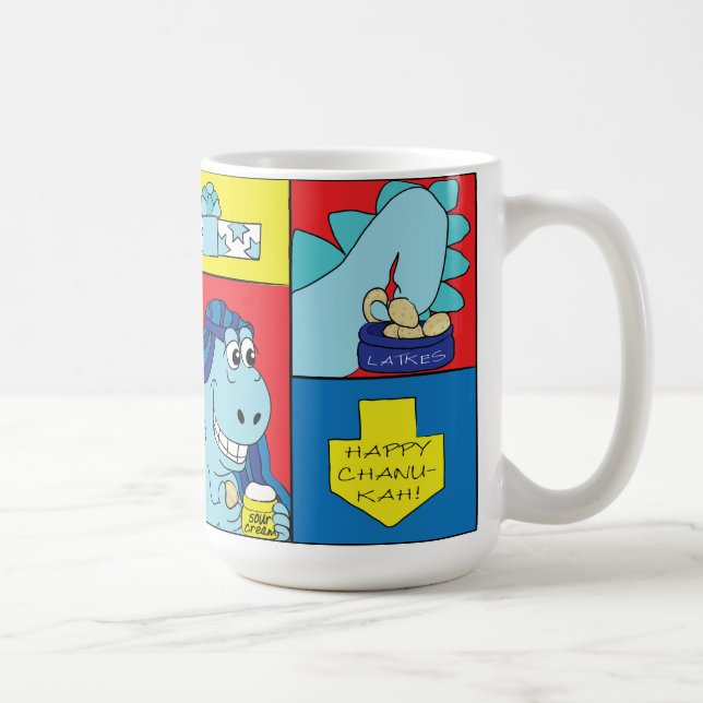 Glad Chanukah/Hanukkah Dinosaur Latke Mugg (Höger)