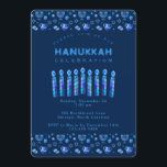 Glad Chanukka Vacker judisk högtid Inbjudningar<br><div class="desc">Glad Chanukka-fest Invitation Vacker judisk högtidskort. Judisk högtid Chanukka bakgrund med traditionella Chanukka dekorationer - trädreidel (snurra), munkor, hanukkia menorah, ljus, Davidsstjärna och lysande ljus tapet i marinblått mönster. Chanukka ljusfestival Event dekoration. Jerusalem, Israel. Inbjudningar & brevpapper > Inbjudningar & Annonsering Design med textmall. Anpassa dem genom att lägga till...</div>