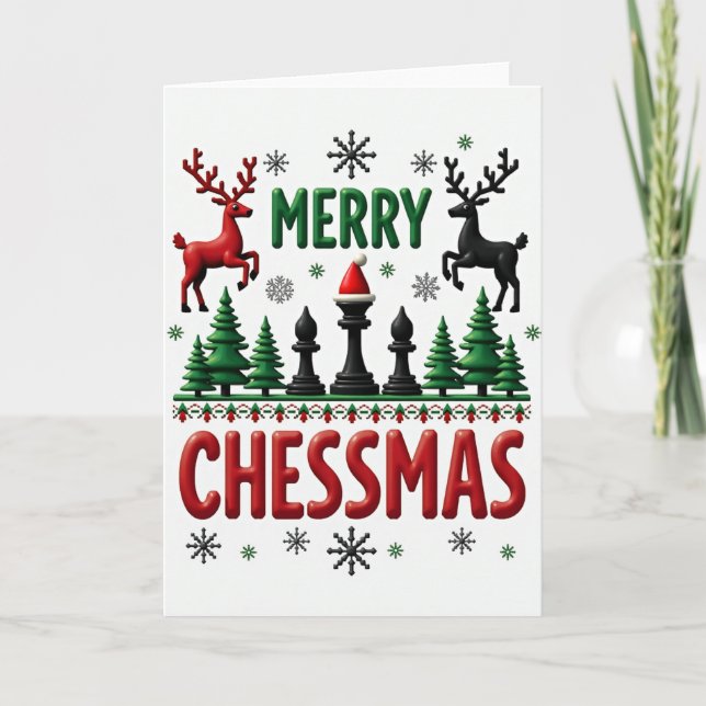 Glad Chessjul Kort Schackspelare Present (Framsida)