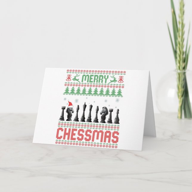 Glad Chessmas Rolig Chess jul Ful Jul Tröja Kort (Framsida)