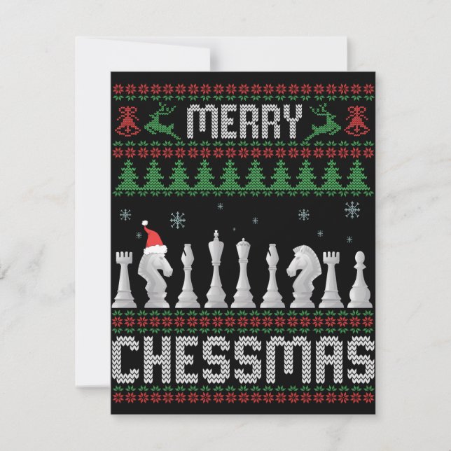Glad Chessmas Rolig Schack Jul Ful Tröja Anteckningskort (Framsida)