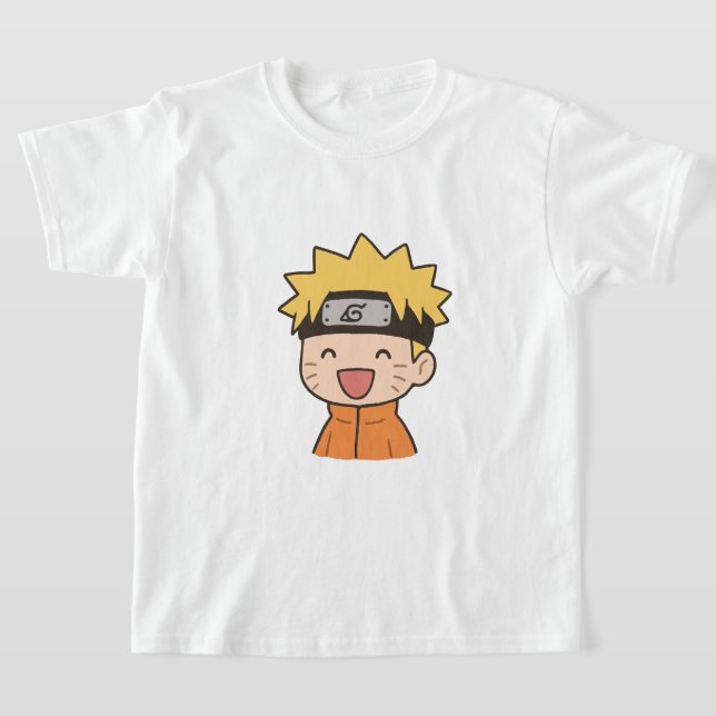 Glad Chibi Ninja Barn T-Shirt - Söt Anime Stil  (Laydown)